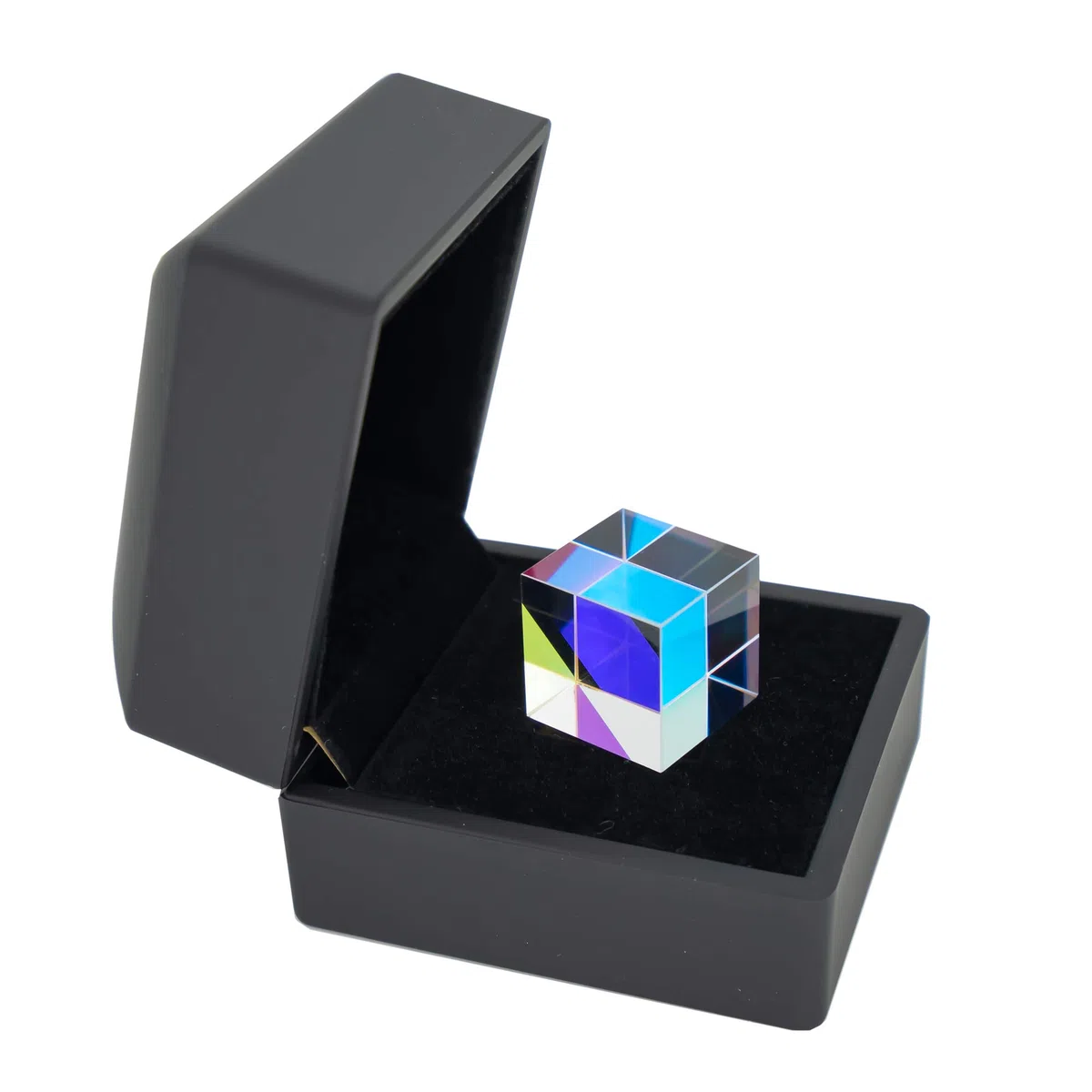 Prisma X-Cube de vidrio óptico de 2 cm, prisma de dispersión RGB para física y decoración con caja de almacenamiento
