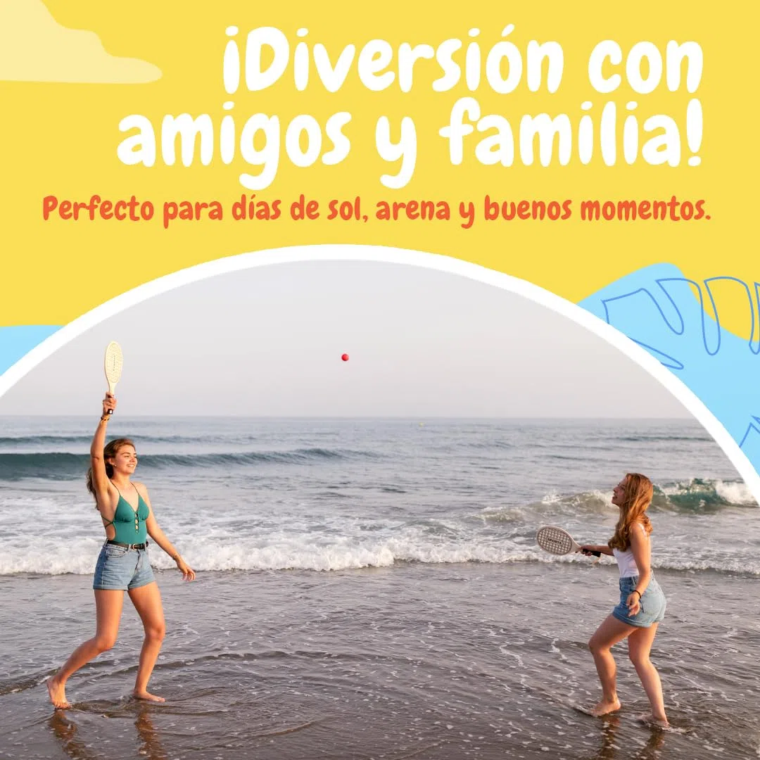Palas Playa Madera + 6 Pelotas - Juguetes Playa para Niños y Adultos - Juegos Playa Divertidos - Tenis de Playa - Raquetas Playa - Juego al Aire Libre - Accesorios Playa