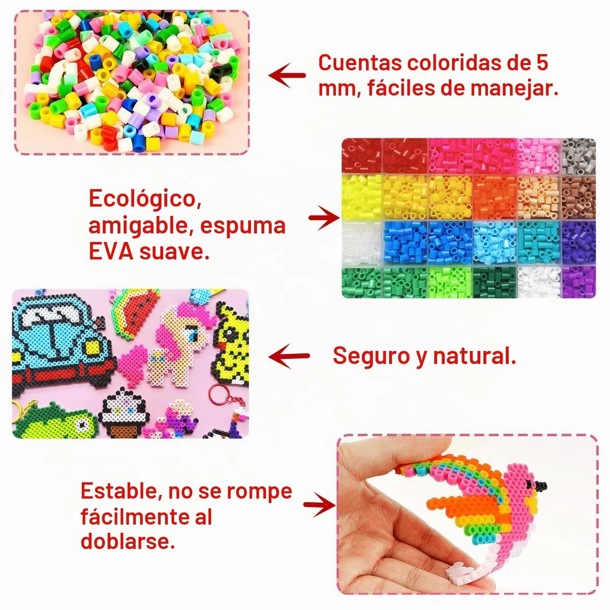 Vytung Cuentas Para Planchar, 6280Pcs 5 mm de Abalorios Cuentas,202 modelos, Plásticos Beads Kit Completo con Papel de Planchado, Plantilla DIY Manualidad para Fiesta ​Cumpleaños Niños
