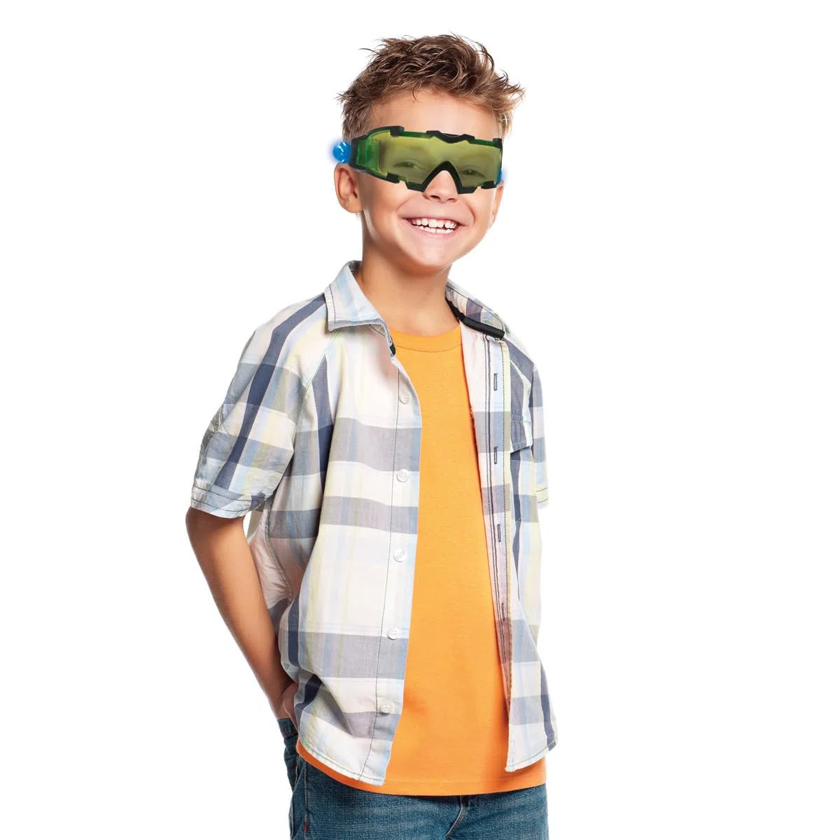 Lexibook - Spy Mission, Gafas espía de visión Nocturna, Luces LED retráctiles, Cristales tintados Verdes, Bandas elásticas Ajustables, Negro, RPSPY04LXB