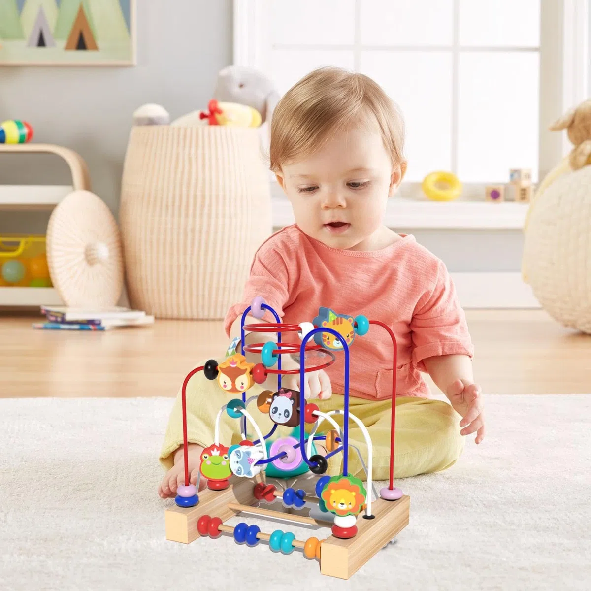 Genérico Bead Maze Toy - de ábaco para niños pequeños, educación temprana | Laberinto de Cuentas de montaña Rusa de Madera, Desarrollo sensorial y Apoyo al Aprendizaje