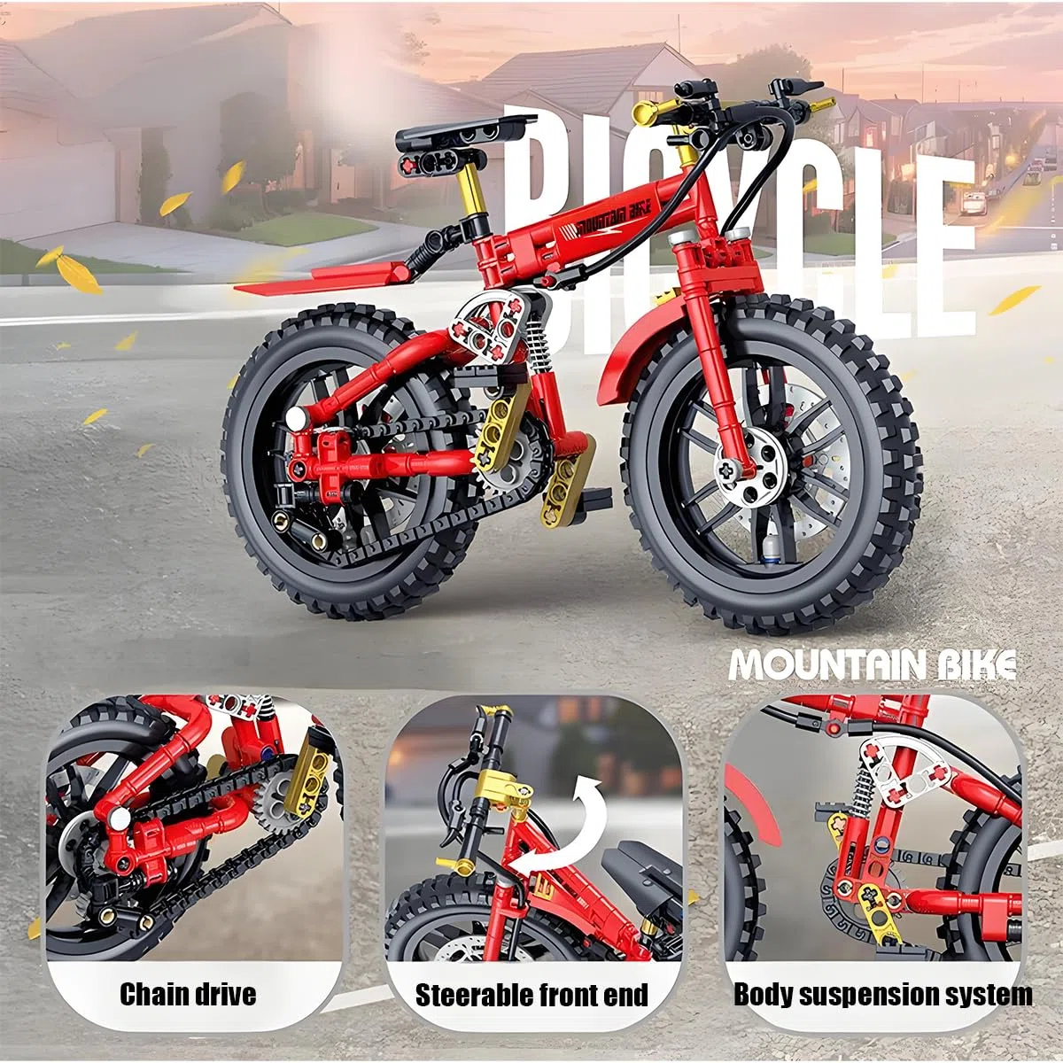 Juego de construcción de Bicicletas, Modelo de Bicicleta de montaña, Juguete de Bloques para Construir Bicicletas, Coleccionable, Regalo