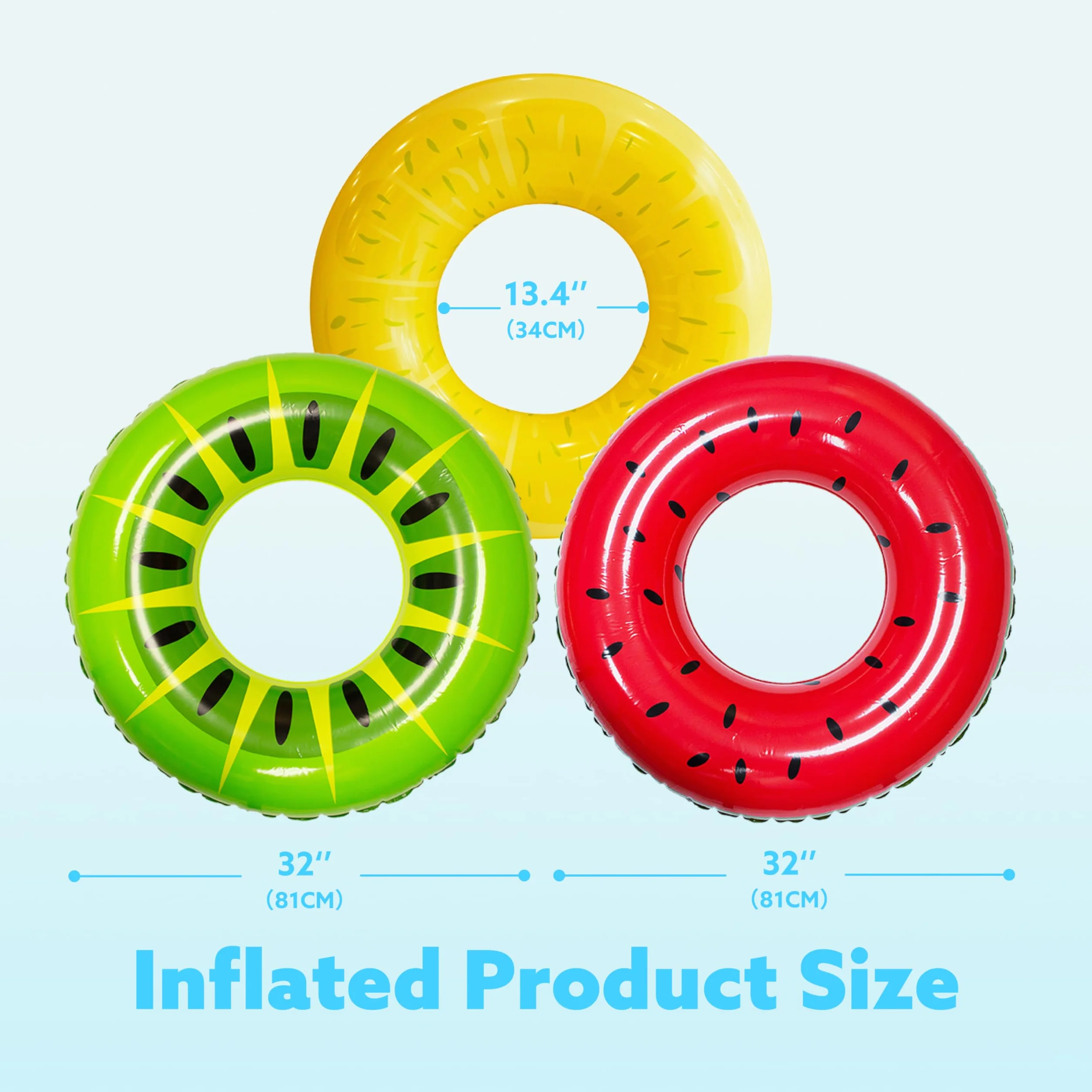 JOYIN 32.5"/82,5cm Flotador Inflable para Piscina con Purpurina (3 Piezas), Tubo Flotador para Piscina, niños, Adultos, Playa, artículos para Fiestas al Aire Libre