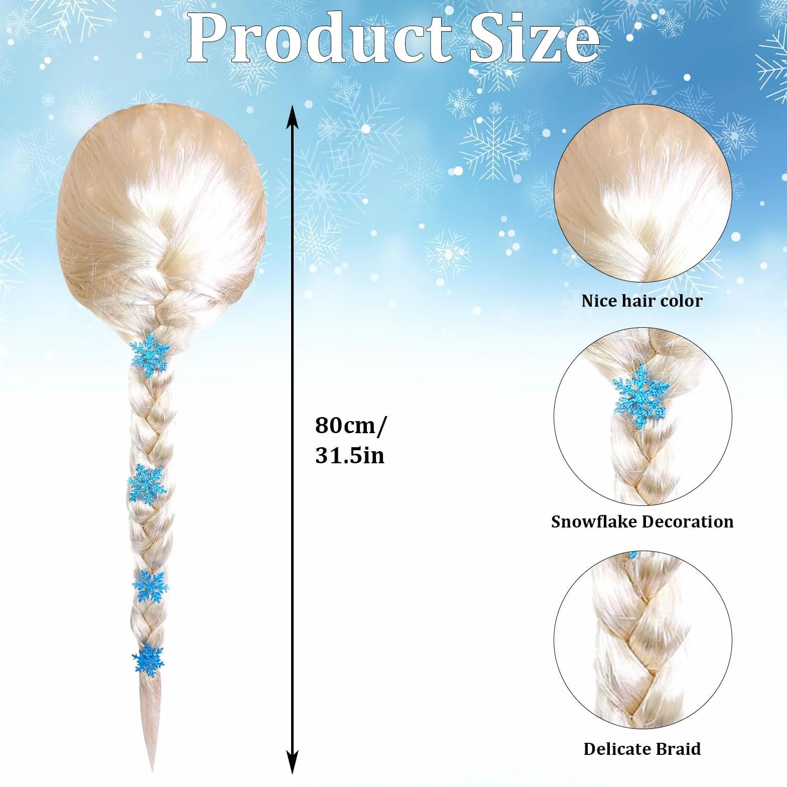Frozen Elsa Peluca Eluca Rapunzel Niña Frozen Cosplay Costume Elsa Peluca De Trenza Para Disfraz Peluca De Pelo Largo Para Mujer Peluca De Anime Aplicable Fiesta Halloween, Bar, Cosplay De Concierto