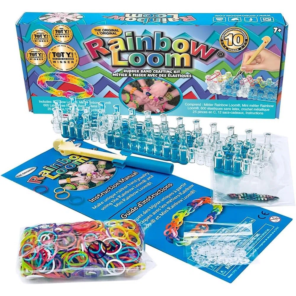 Bandai – Rainbow Loom Original – Ocio Creativo – Fabricación de pulseras – Telar con 600 gomas – ‎Licencia oficial Kit patentado – Juguete infantil de 8 años y + – CD00001