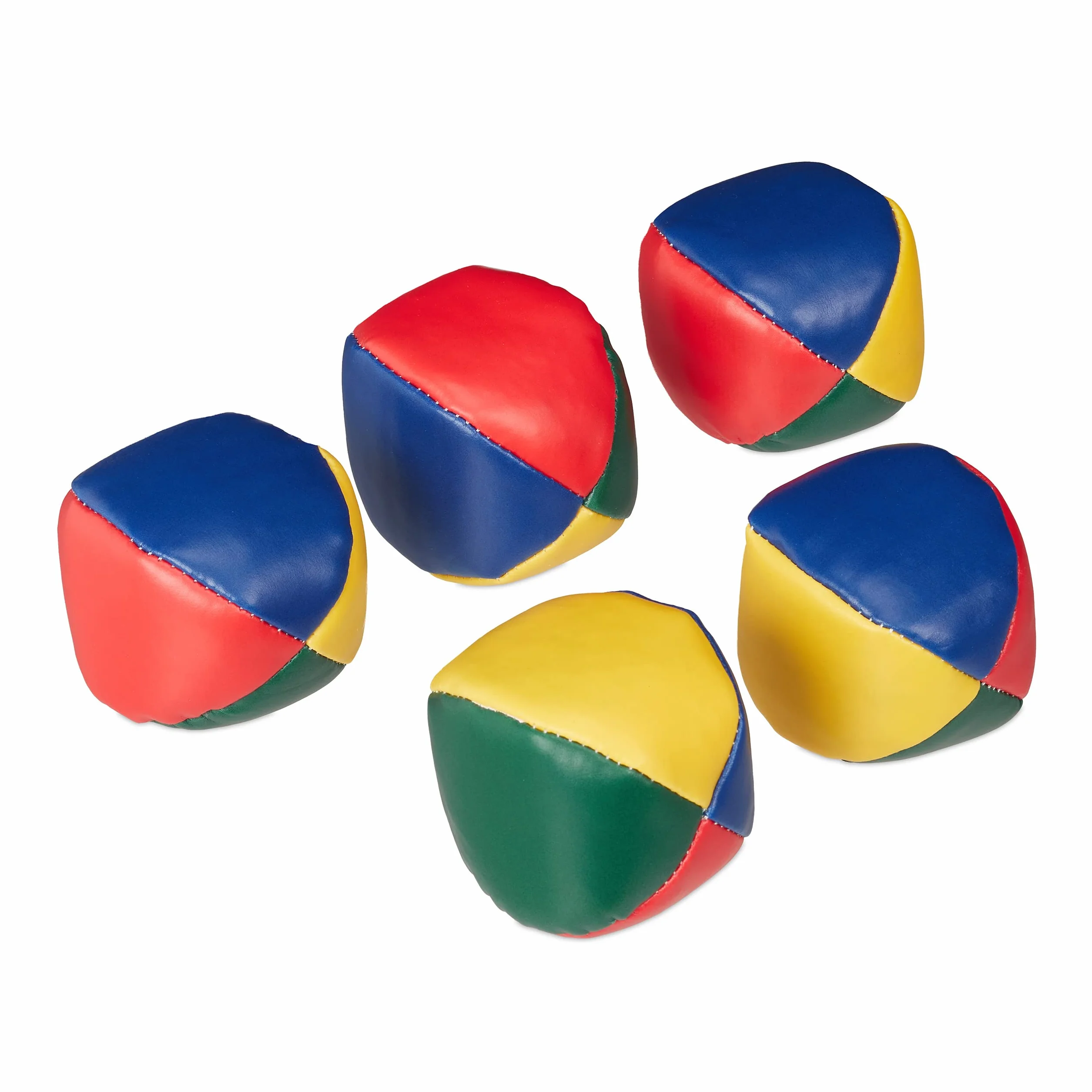 Relaxdays 5 Pelotas de Malabares, Bolas de Malabarismo, Ø 6,5 cm, Principiantes, Plástico, Rellenas Arena, Multicolor