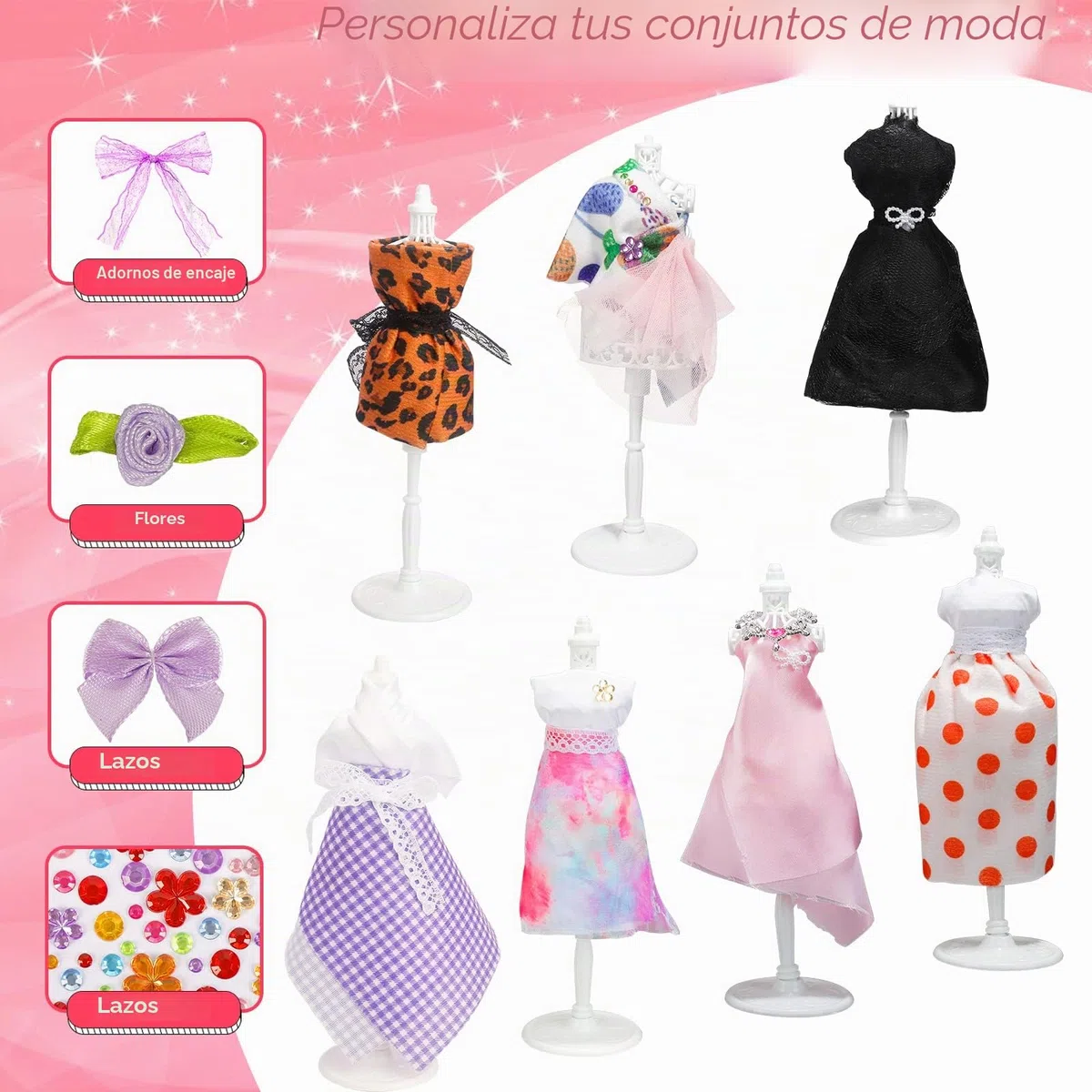 YOCOLE 300+ Piezas Kit Diseña la Moda Niña, Kit Costura con Telas Manualidades con Maniquíes Cuaderno Accesorios, Regalos Fashion Designer Creativos Juegos para Niñas Niños 6 7 8 9 10 11 Años