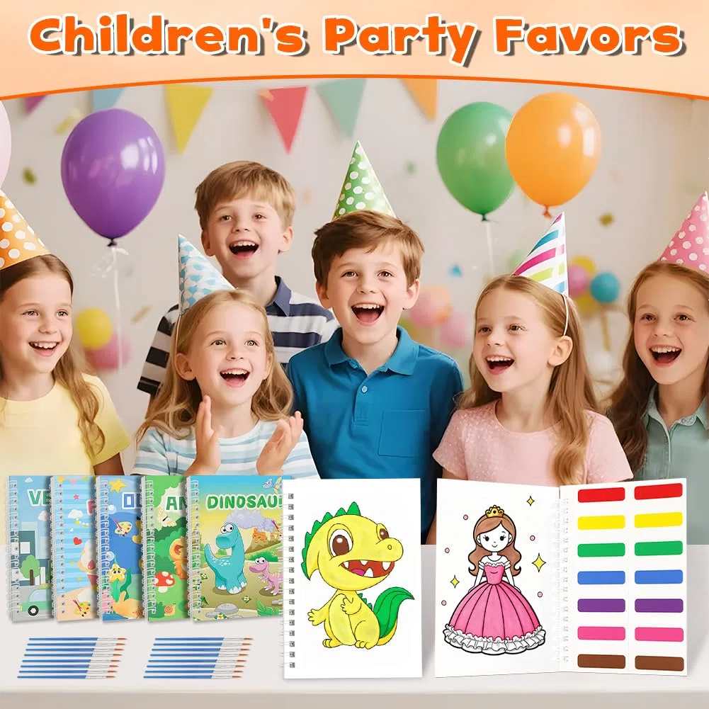 AOOTE Pintura con Libros de Agua para Niños,4 Pcs Libro de Acuarelas con 16 Palos Pincel,Acuarelas Magicas Pinturas para Niños,Regalo de Arte Artesanal para Niños, Niñas,Niños Pequeños
