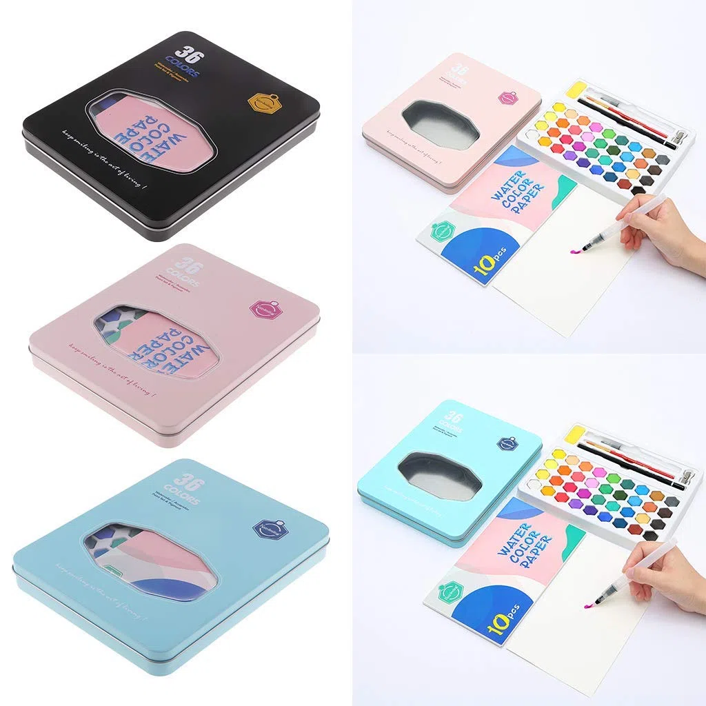 Caja de Acuarela con 36 Colores y Pincel para Acuarela para Artistas, Principiantes