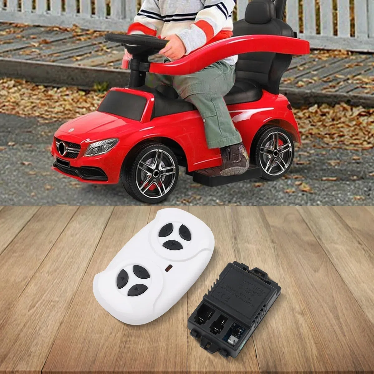 JR1810RX Receptor de 7 pines y control remoto para niños eléctrico Ride On Car 6-12V 2.4G piezas de repuesto con función de arranque lento, material ABS, accesorios de vehículo de juguete