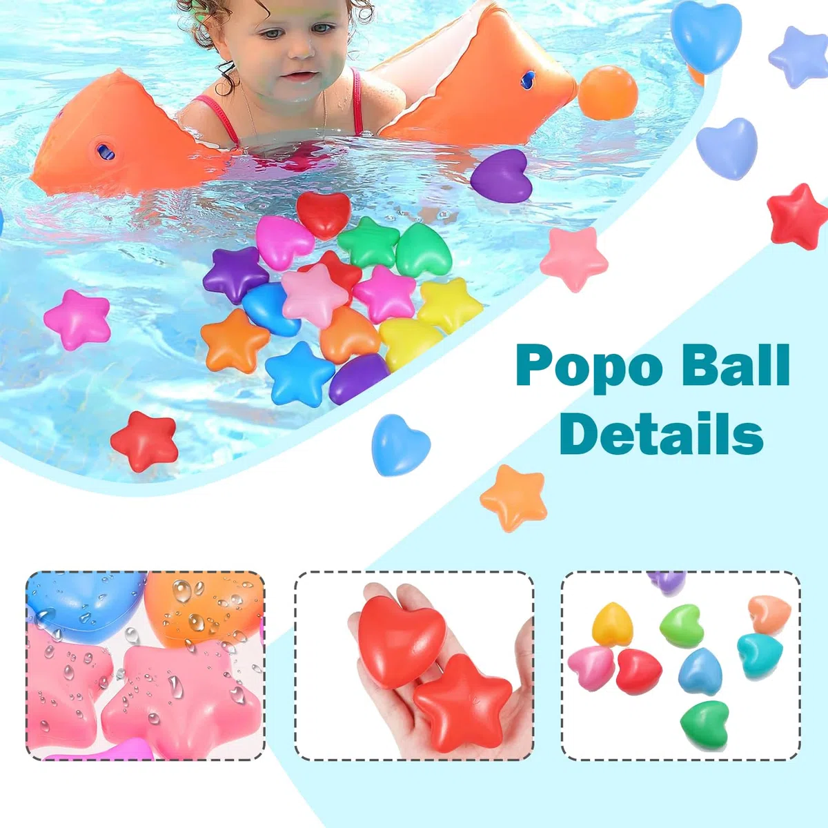 50 Piezas Bolas De Estrella del Océano, Bolas De Natación para, De Piscina En Forma De Estrella, Juguetes De Natación para, para Piscina Al Aire Libre, Cubierta