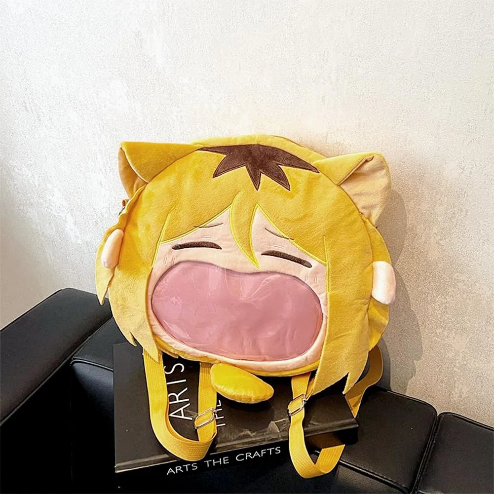 DEXSHUN Kozume Kenma - Mochila de peluche con diseño de dibujos animados, bolsa de felpa de anime con boca grande, bolsa de almacenamiento, periféricos de anime, regalo