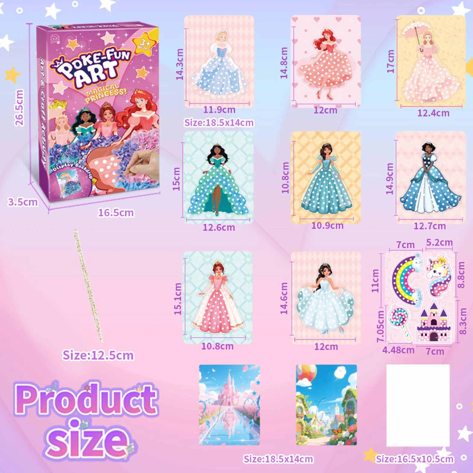 Afufu Poke Art Manualidades Juguetes Niñas 4 5 6 7 8 9 Años, Kit DIY con 8 Princesas, Crafting Kit Arte Creativo Infantil, Actividades Creativas Juegos Educativos, Cumpleaños Regalo Chicas 3-12 Años