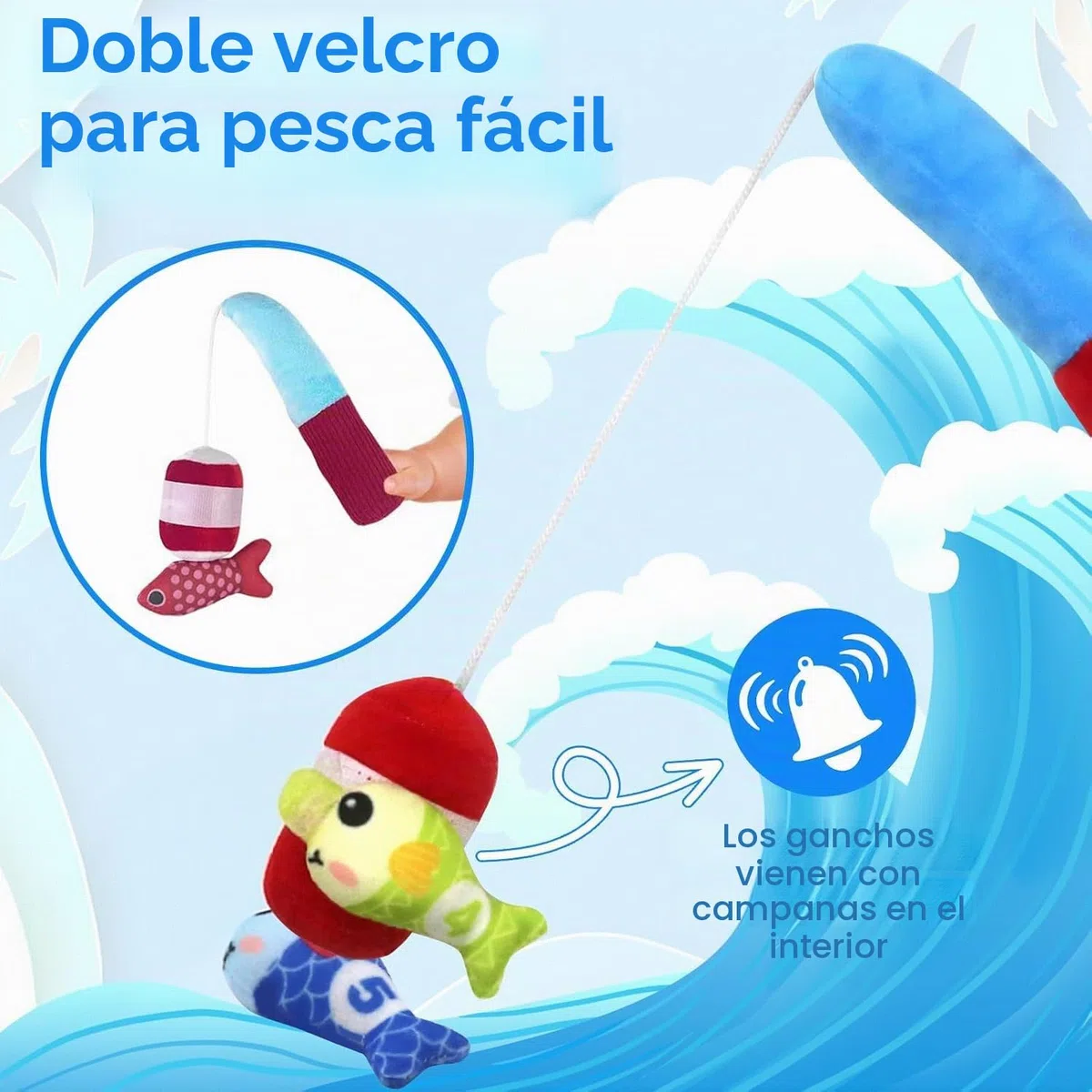 Juego de Pesca Magnético para Niños - 15 Peces de Tela + Cubos Apilables, Juguete Educativo Montessori 1-3 Años, Regalo Original para Bebés Niña/Niño 12-36 Meses