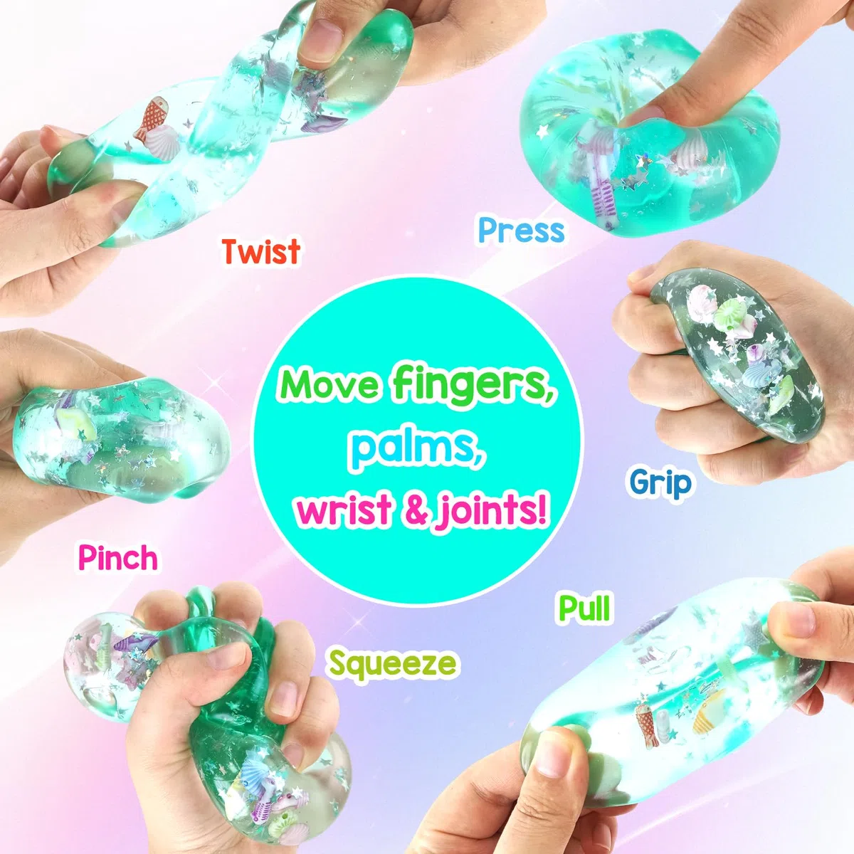 2 Pack Squishy Ice Cube , Cubo Antiestrés Translúcido con Conchas & Estrellas Flotantes, Sensación de Azúcar de Malta, Squishy Antiestres Adultos Fidget Toys Nice Cube para Niños y Adultos
